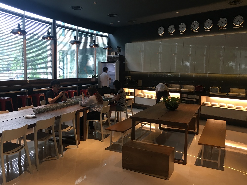 Rojak Daily The lounge with a mini cafeteria.